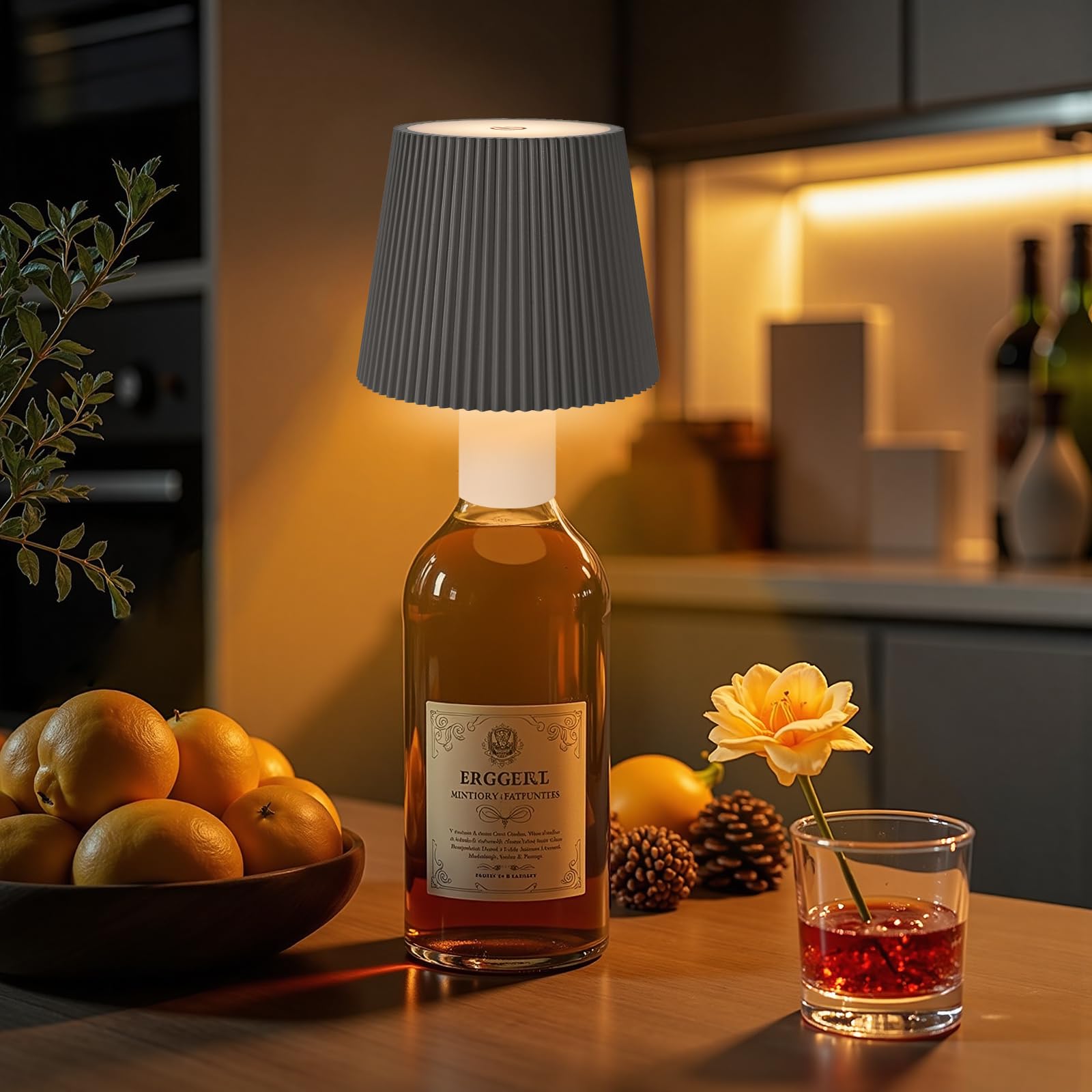 Ketom Flaschenlampe Aufsatz LED Aufladbar, IP54 Wasserdicht Lampenschirm für Flasche, Akku Lampe für Flasche LED USB, 3 Farbtemperaturen, Dimmbare, Touch Control, für Restaurant