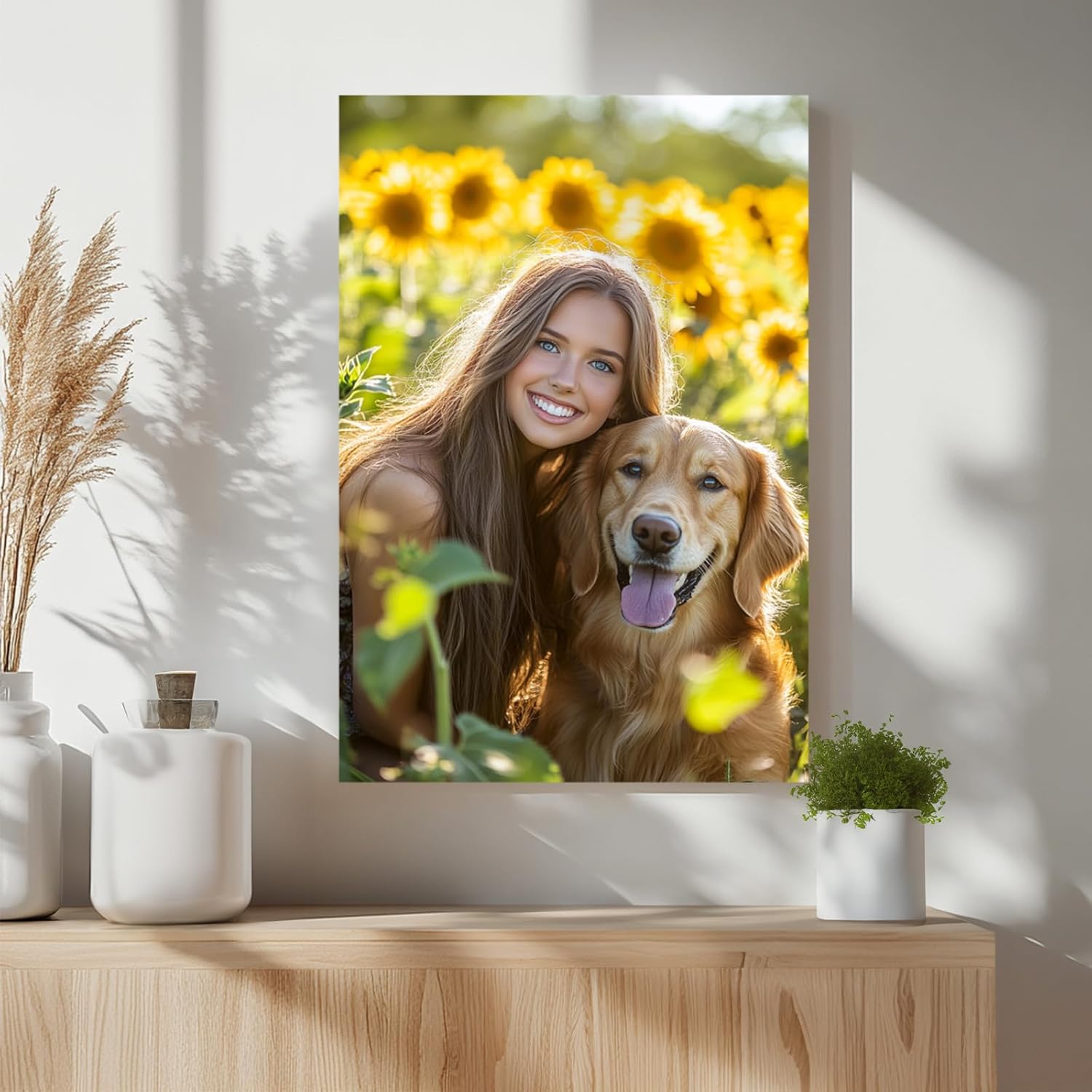 Personalized Photo Canvas Print Wall Art Custom Canvas Prints with Your Photo Customized Canvas Picture Frame Gifts for Pet Baby Family Mom Dad Men Women Couple Boyfriend Girlfriend