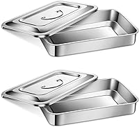 Vista 9 de Fabbay Bandejas quirúrgicas médicas, bandeja de acero inoxidable 201, organizador de instrumentos dentales, caja de metal esterilizado con tapa