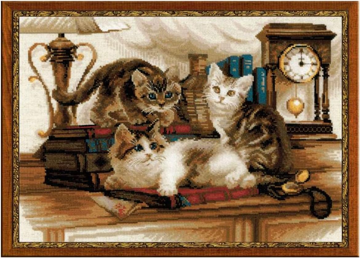 RIOLIS - Furry Friends 1247, Cat Lovers Cat Cross Stitch Kits 15,75" x 11,81", Cross Stitch Kits for Beginners & Advanced, Crossstitching Kits Adult, Pet Embroidery Kit, Counted Cross Stitch Kit