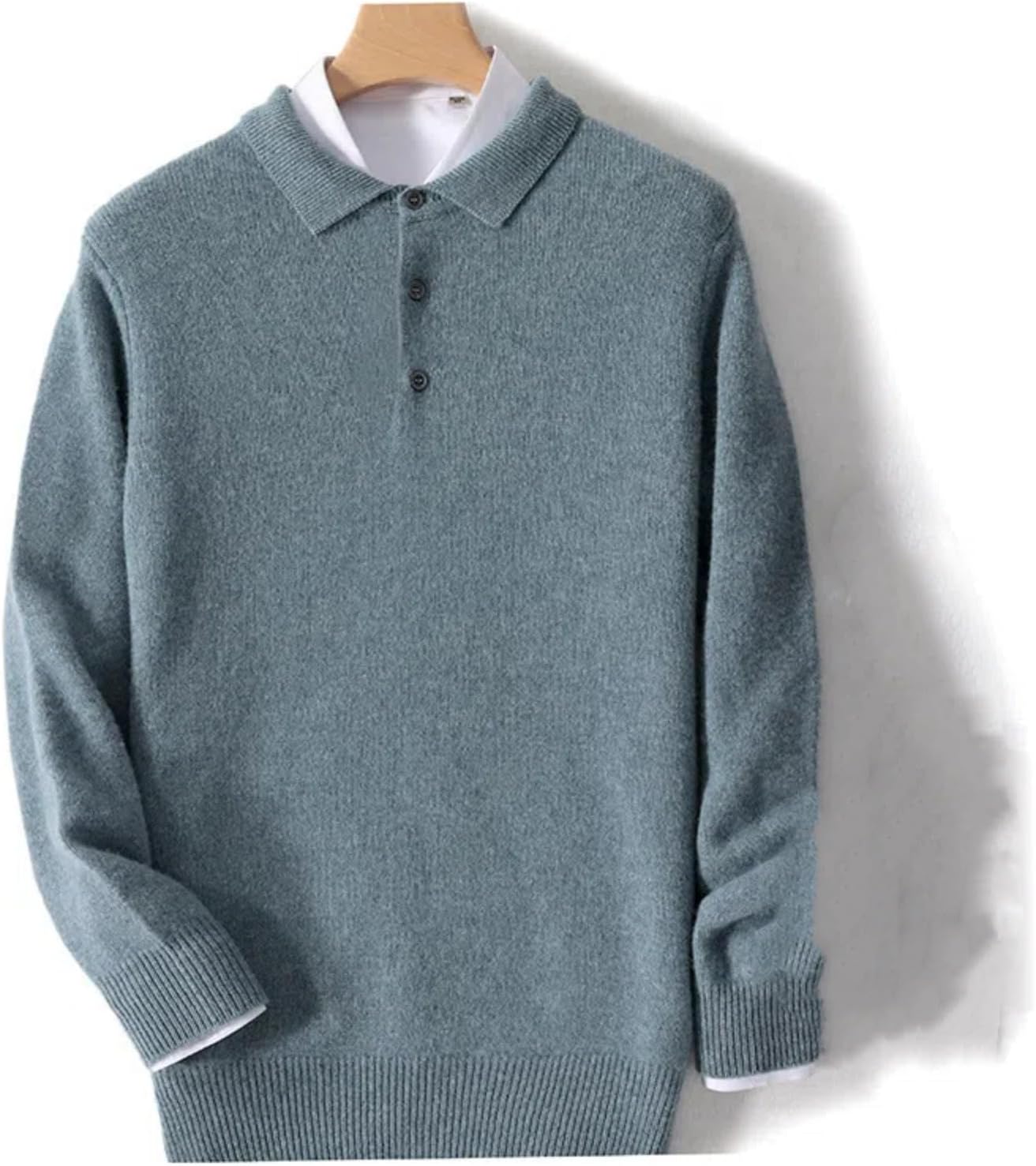 Men's Shirt Collar Sweater Casual Knitted Sweater Loose Shirt