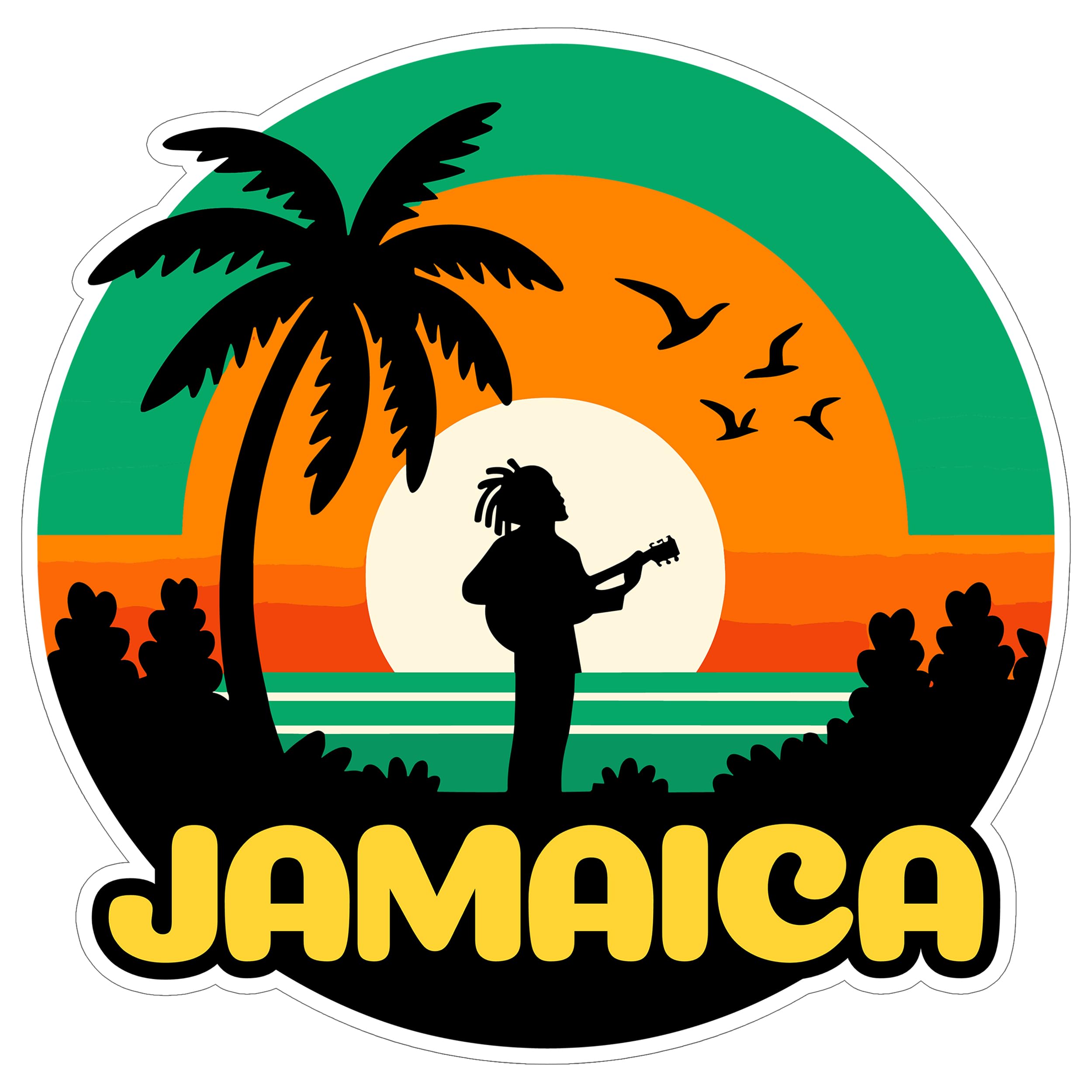 Jamaica Sticker 4 Inch City Travel Souvenir Destination - Waterproof Vinyl Decal for Laptop Water Bottle Car Tumbler - Durable Aesthetic Long-Lasting