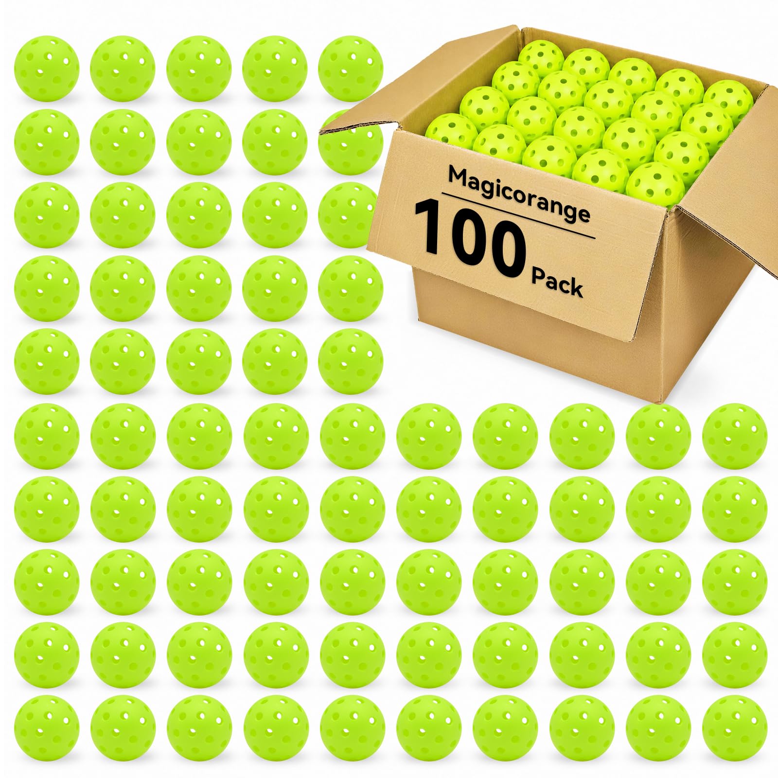 Magicorange Pickleball Balls,USAPA Approved 40 Holes Outdoor Pickleballs