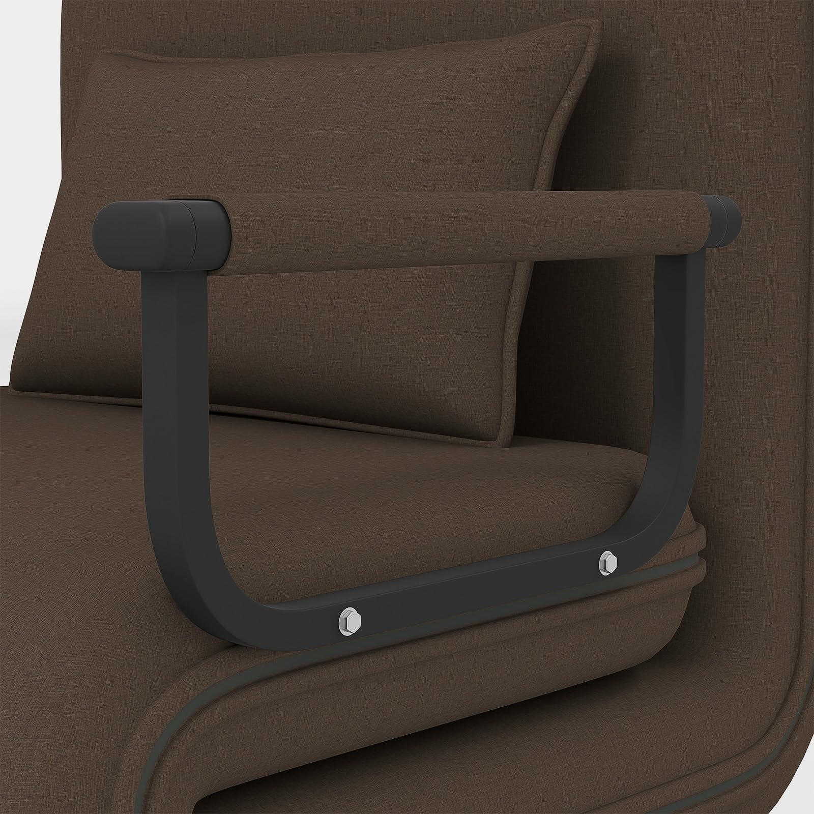 Fabulcozy Poltrona Letto 4 in 1 – Poltrona Letto Singolo Pieghevole con Cuscino, Poltrone Sofa Divano Schienale Reclinabile, Poltrone Sofa Pouf 60L x 68P x 85A cm(Marrone)