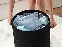 Vista 8 de Cesta de almacenamiento extra grande de 16" x 16" x 18" con tapa, cestas de almacenamiento de cuerda de algodón, canasta de lavandería, contenedor