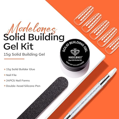 Miniatura 6 de modelones Kit de gel para esculpir 3D, gel duro transparente sólido para moldear uñas y extensiones no pegajoso para polvo cromado, salón o hogar,