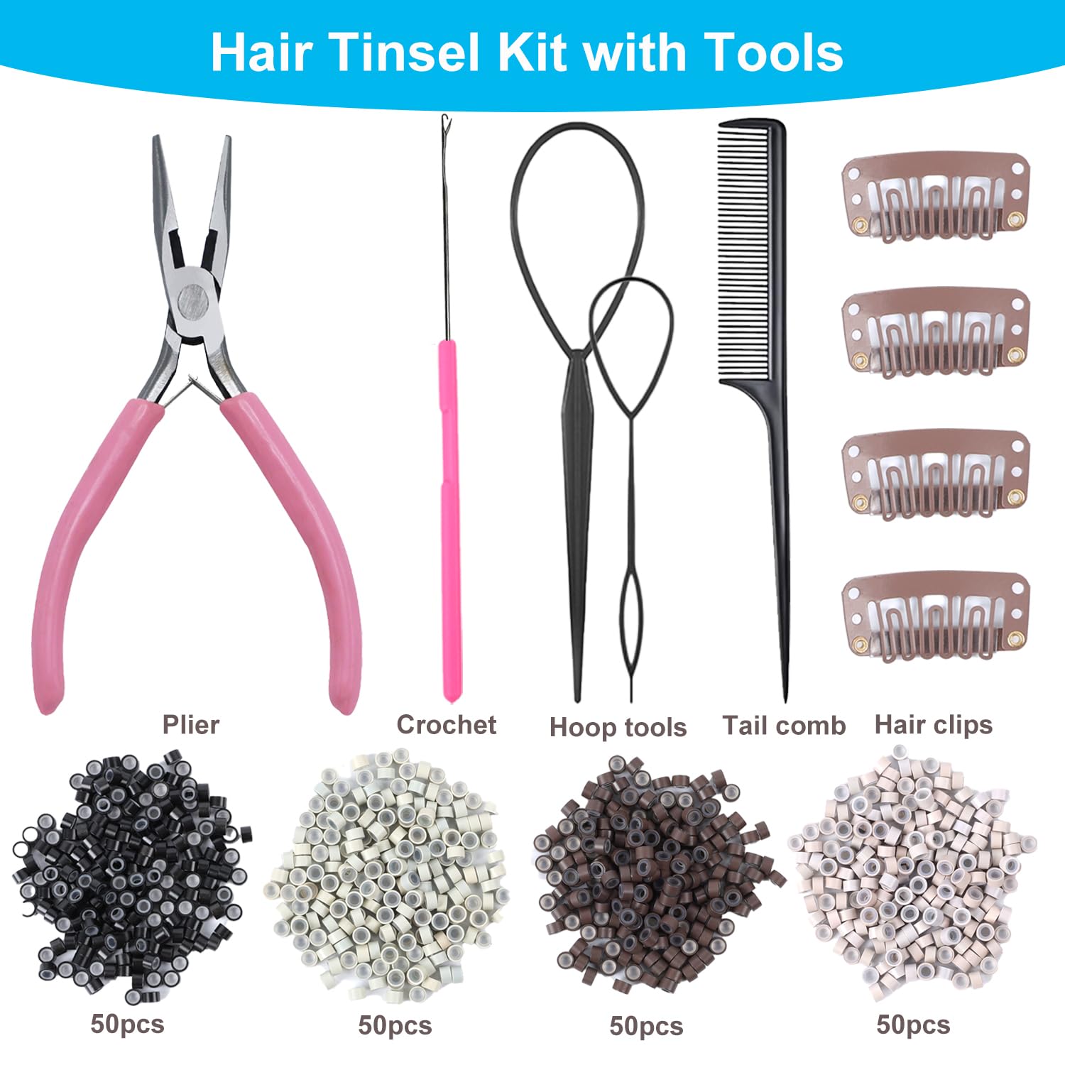 Hair Tinsel Kit - 20 Colors, 8000 Strands -3 Hair Tinsel Kit - 20 Colors, 8000 Strands -3
