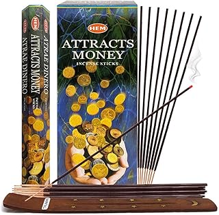 Attracts Money Incense Sticks and Incense Stick Holder Bundle Insence Insense Hem Incense Sticks