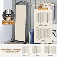 Vista 4 de Giantex Divisor de habitación plegable de 6 paneles de 6.2 pies, color blanco, pantalla de privacidad de tela plegable independiente de 130 pulgadas
