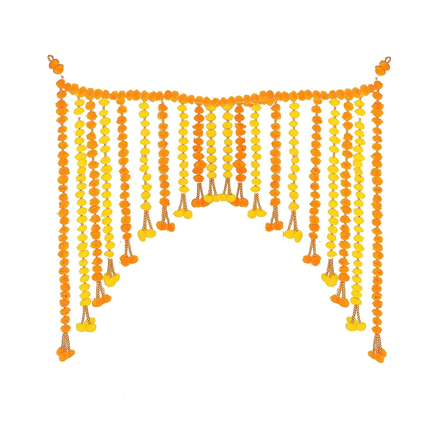 Toran indien de porte de 90 cm avec pompons pour une deco entree de fete festive