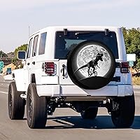 Vista 3 de Delerain Dinosaur Moon - Cubierta de rueda de repuesto para neumáticos, protector solar impermeable para caravana, remolque, RV, SUV, camión