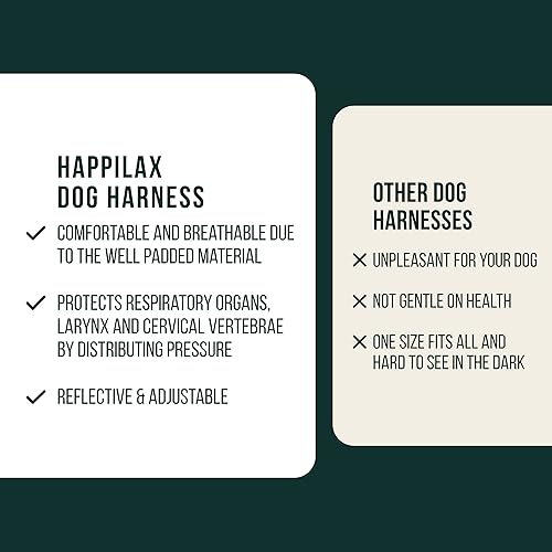 Miniatura 6 de Happilax Arnés para perro acolchado y reflectante, chaleco de seguridad ajustable en el pecho, arnés negro para perros pequeños, talla S