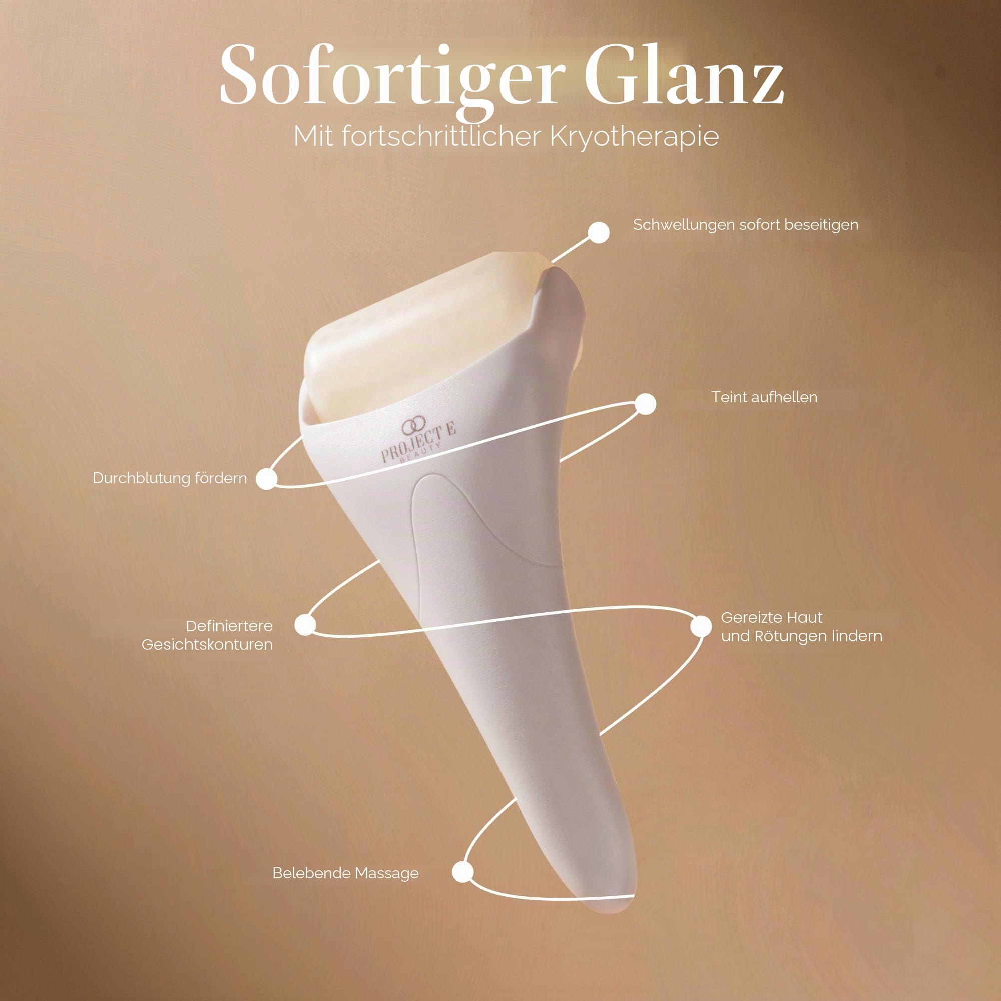 Project E Beauty Eisroller Kältetherapie | Gesicht Auge Körper Massage Massagegerät unter den Augen Schwellungen Aufhellen Abkühlen Falten Straffen Dunkle Ringe Reduzieren Muskelkater Schmerzlinderung