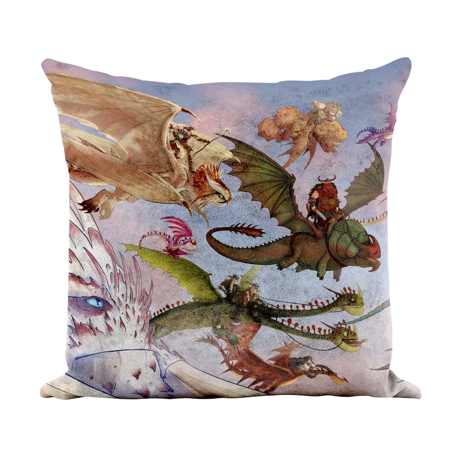 Coussin manga dragon blanc 40x40 housse coussin similicuir enfant
