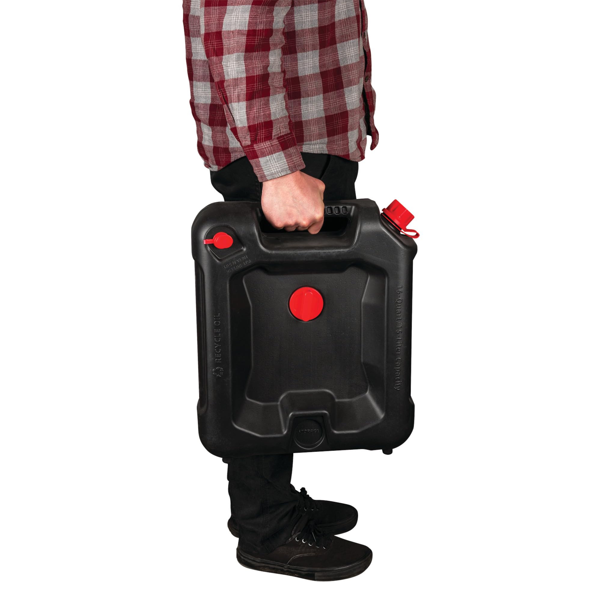 PERFORMANCE TOOL W4077 Récipient de vidange d'huile de 16 litres, puits de vidange Profonde, poignées intégrées, Joints d'étanchéité en Caoutchouc, Noir