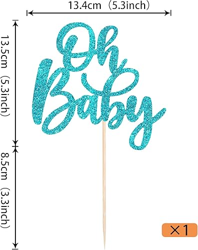 Miniatura 3 de 1 pieza Oh Baby Cake Topper Glitter Baby Shower Cake Pick para revelación de género celebrando baby shower, niños y niñas, fiesta de cumpleaños,