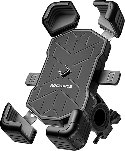 Miniatura 9 de ROCKBROS Soporte para teléfono de bicicleta para teléfonos de 4.5 a 7.1 pulgadas, abrazadera de manillar de liberación rápida, soporte giratorio de