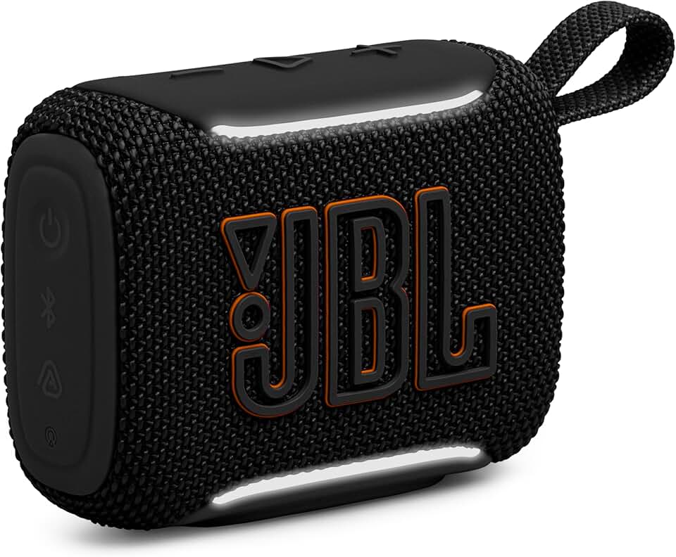 JBL Go 5 - Alto-falante ultraportátil à prova d'água e à prova de quedas com som lendário e iluminação de borda ambiente, emparelhamento estéreo instantâneo AirTouch ou vários alto-falantes