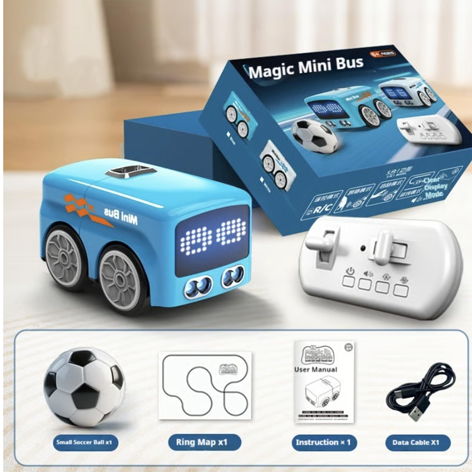 Mini Bus Télécommandé à Détection Gestuelle - Voiture RC Intelligente avec Capteur | Mode Suivi de Main et Évitement d'Obstacles, Jouet Interactif avec Lumières, Cadeau Anniversaire Fille 5-12 Ans