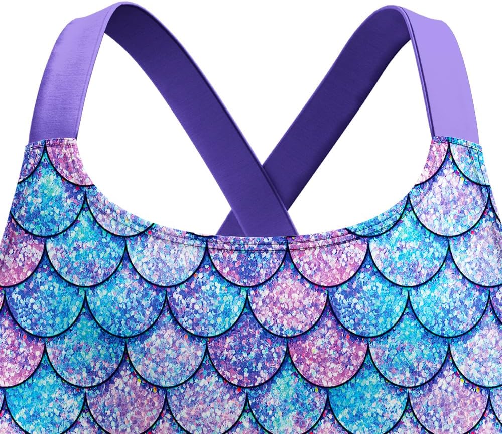 LQSZ Girls One Piece Floral Skirted Swimsuit Modest Beach Swim Dress for Kids 3-12Years - Image 3