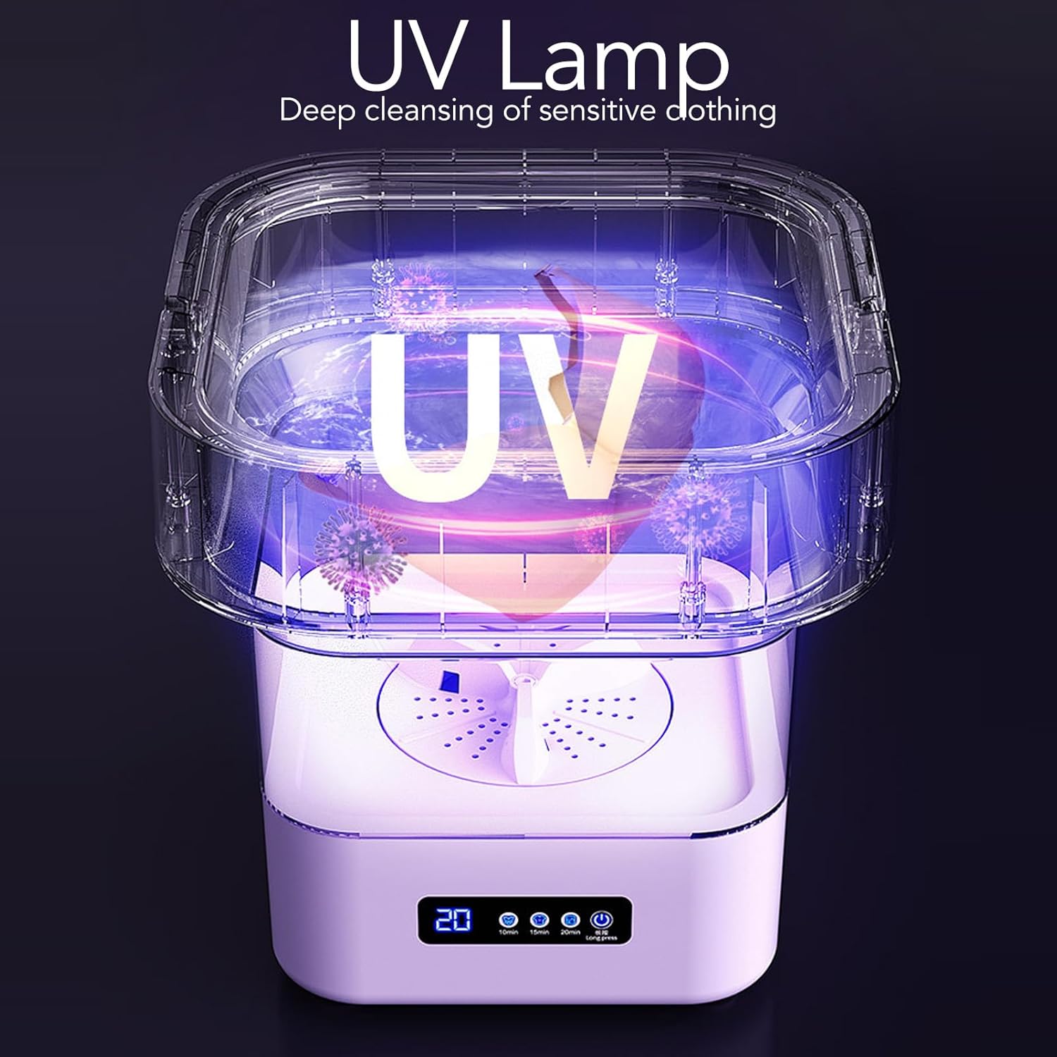 Luqeeg Portable Mini Washing Machine with UV lamp feature