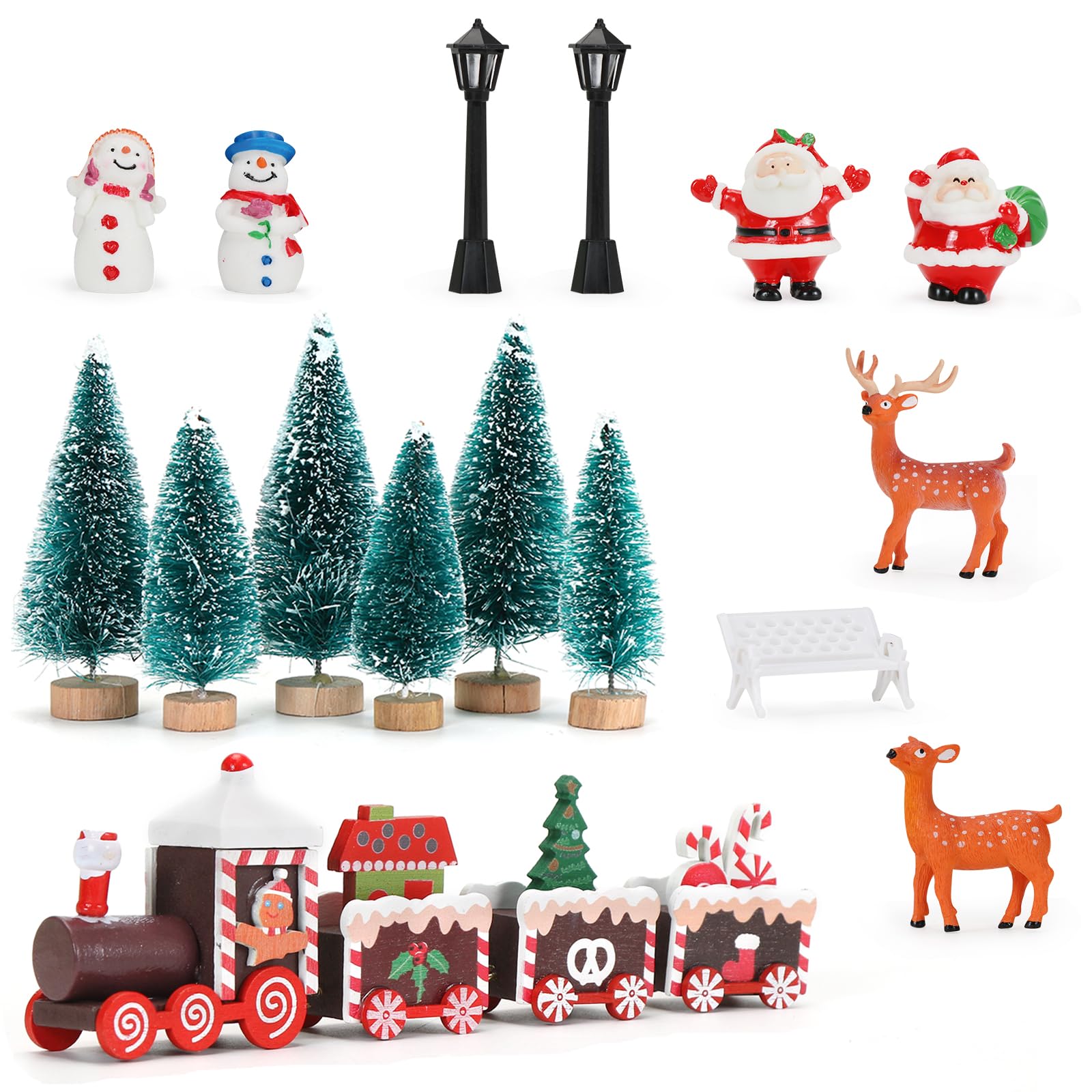 VICASKY 60 Mini-Strickschals Für Schneemänner - Weiß, Rot, Grün, Weihnachts-Deko Für Puppen