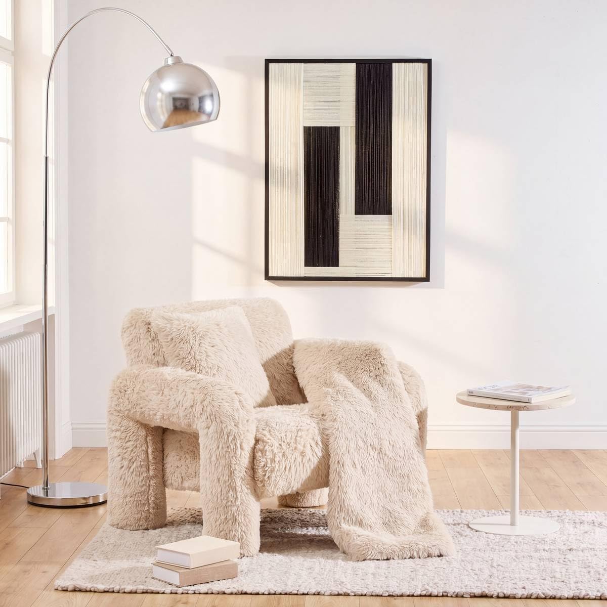 Atmosphera - Fauteuil elyon Fourrure h.72cm Beige