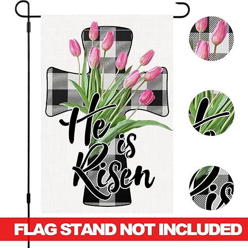 Miniatura 5 de Bandera de jardín de conejo de Pascua feliz de 12 x 18 pulgadas, vertical, de doble cara, zanahorias para decoración de patio