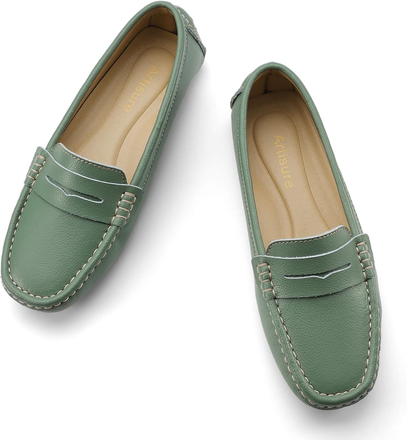 Artisure Women's Classic Comfort Leather Penny Loafers Casual Slip-Ons Lightweight Walking Flats Driving Mocs Boat Shoes - Image 9