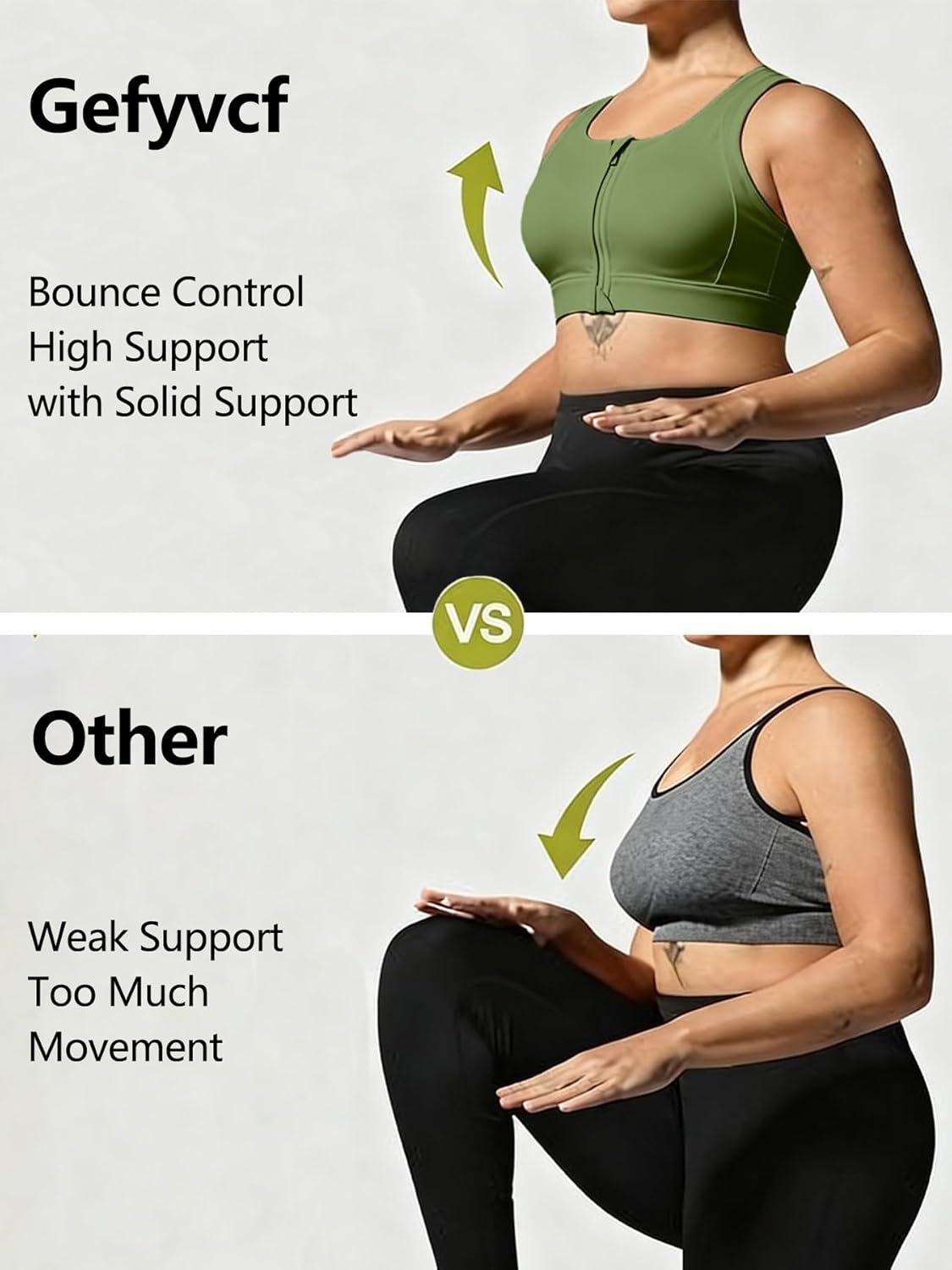 Women's High Support Sports Bra with Molded Cup, High Impact, Adjustable Strappy, Front Closure Zipper
