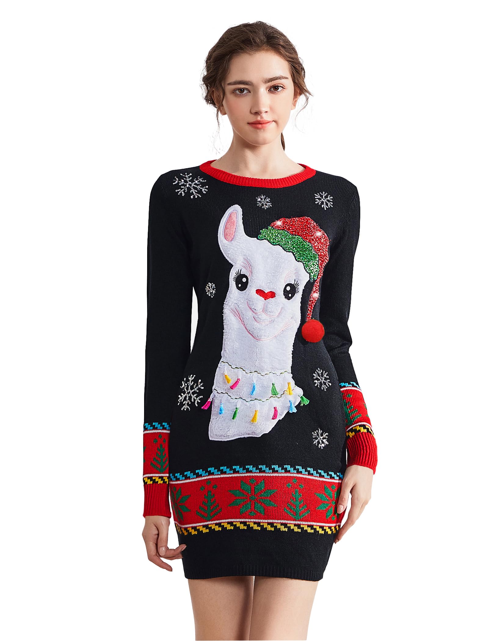 v28 Varied Ugly Christmas Sweater for Women Funny Reindeer Knit Sweaters Dress