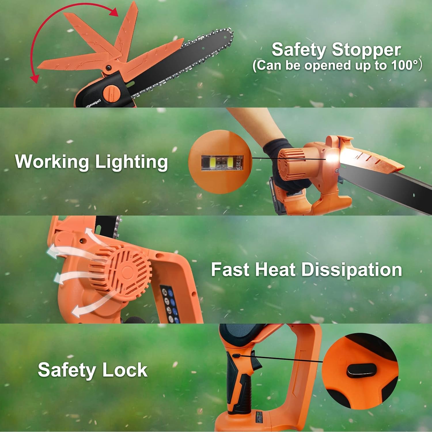 Mini Chainsaw 8 Inch, Cordless Mini Chainsaw Battery Powered with 24V 10000mAh Rechargeable Battery, 3.4Lb One-Hand Use Electric Chainsaw, Handheld Chainsaw for Tree Trimming Wood Cutting
