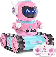 Vista 10 de ALLCELE Robot de juguete para niñas, robot RC recargable para niños, juguete de control remoto con música y ojos LED, regalo para niños a partir