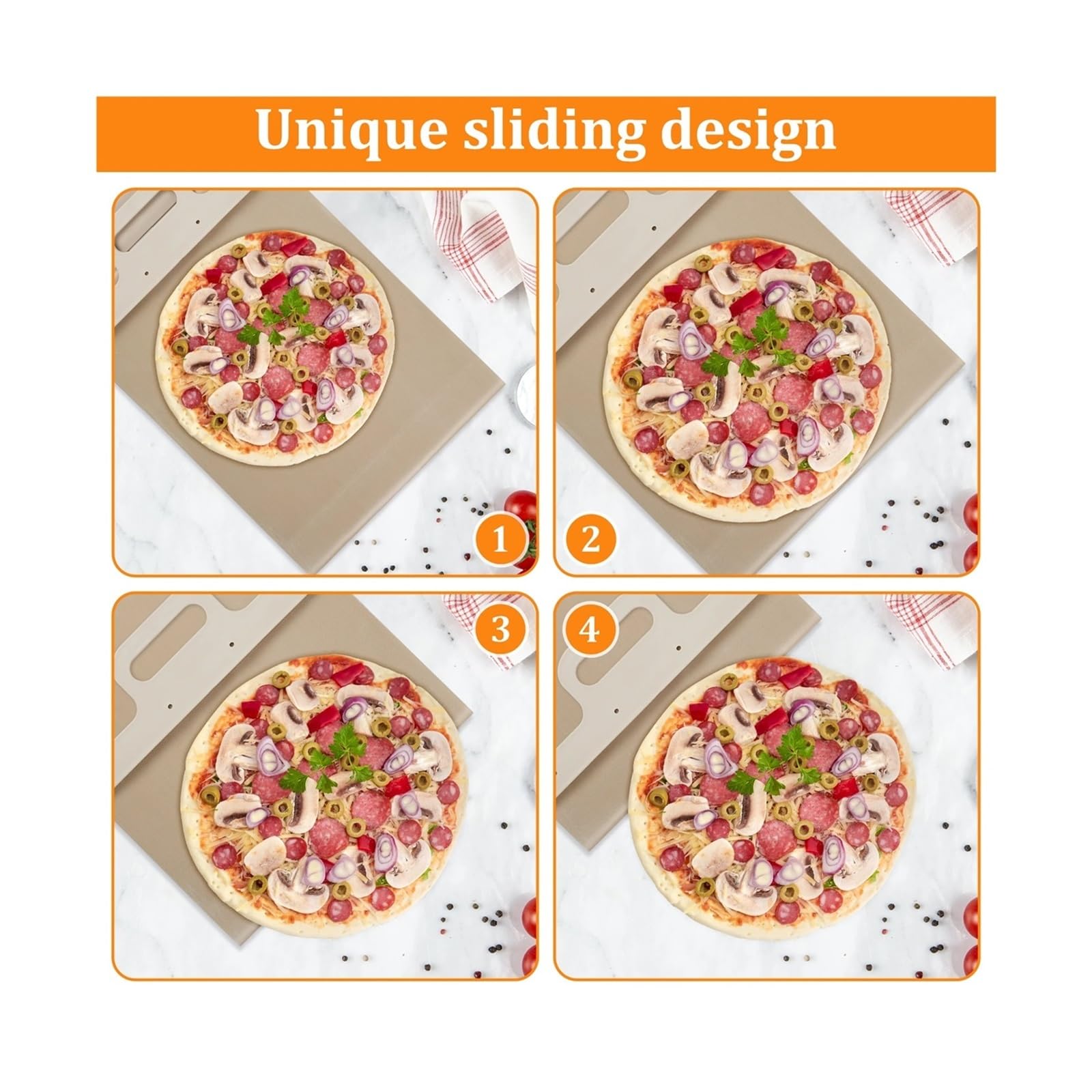 Pala scorrevole per pizza, paletta antiaderente in alluminio con manico | Strumento per trasferire l'impasto per cottura in forno e cucina domestica(01 58x30cm)