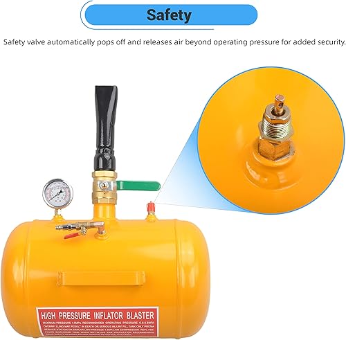Miniatura 7 de GESEXI - Inflador de neumáticos de 5 galones con calibre de 110 PSI, inflador de neumáticos con calibre - Tanque de inflado de neumáticos para