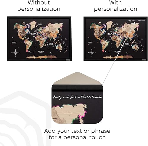 Miniatura 4 de ENJOY THE WOOD Mapa del mundo de madera a bordo con retroiluminación LED 2.0 - Mapas del mundo hechos a mano para pared con marco - Mapa de viaje