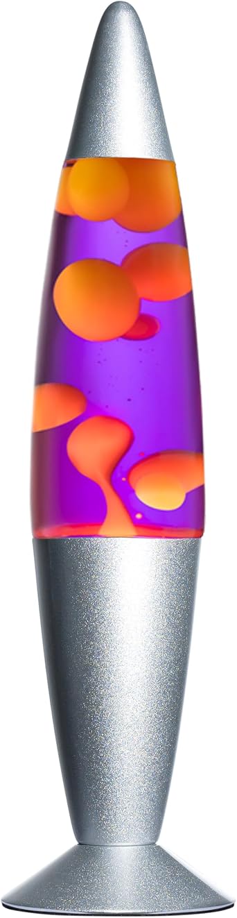 JAMBO BEZALM 16-Inch Beautiful Lamp, Relaxing Night Light Home Decor for Living Room, Office, Bedroom - Magma Lamp 16", Silver Base, Purple Liquid, Yellow Wax