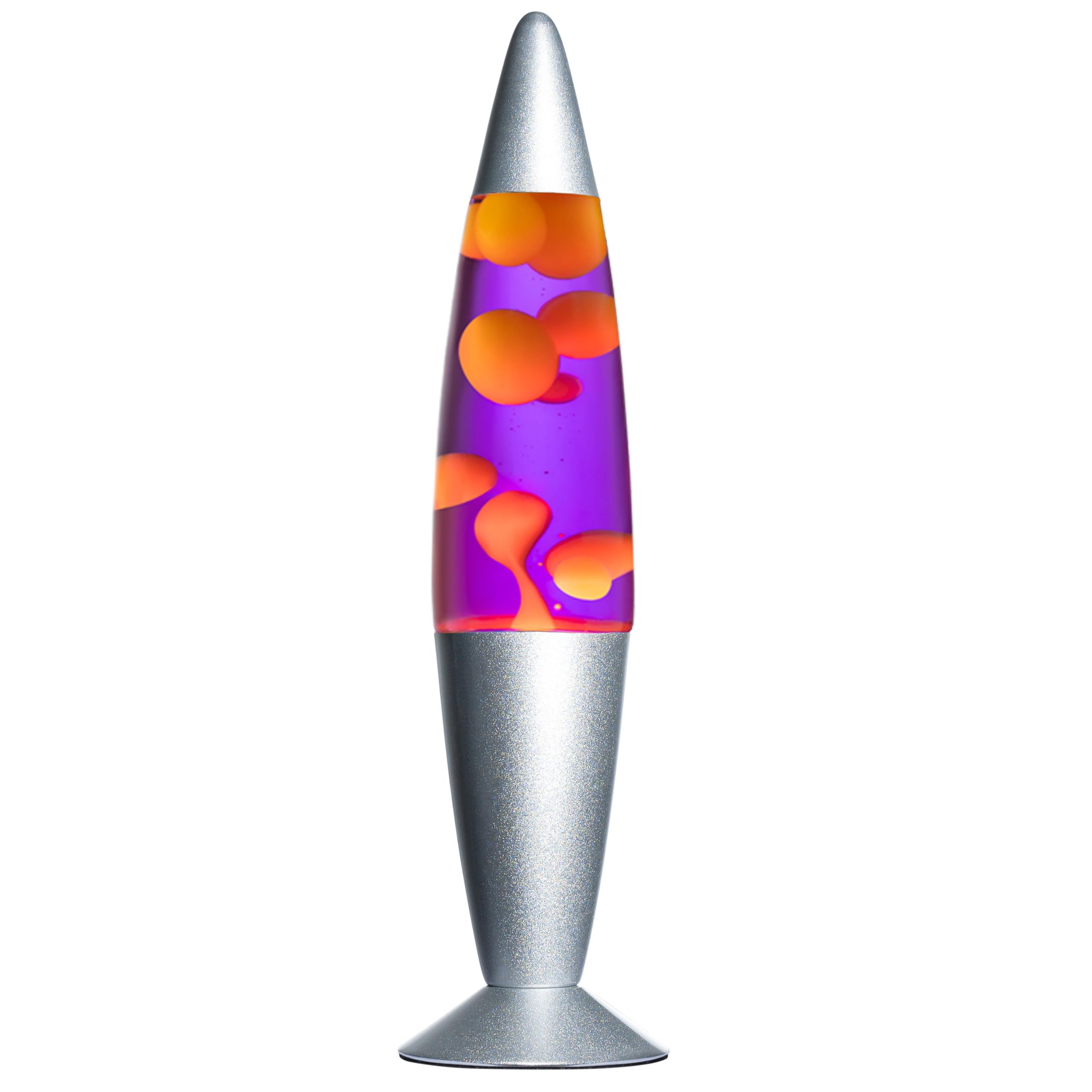 Jambo BEZALM - Hermosa lámpara de 40,6 cm, luz nocturna relajante, decoración para sala de estar, oficina y dormitorio. Lámpara Magma (40,6 cm, base plateada, líquido morado, cera amarilla).