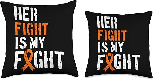 Miniatura 3 de Blood Cancer Awareness Month Orange Ribbon LP Almohada de apoyo de lucha contra la leucemia, 16 x 16 pulgadas, multicolor