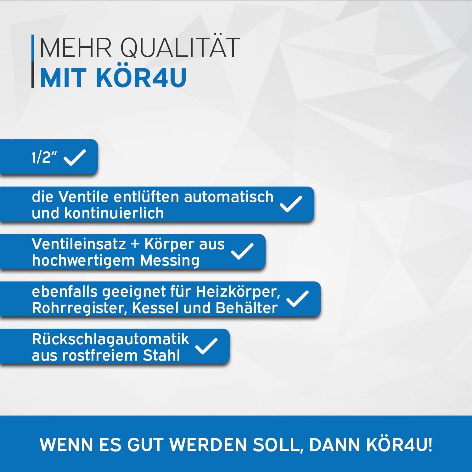 kör4u - Purgador de radiador (10 unidades, 1/2", latón niquelado, totalmente automático)