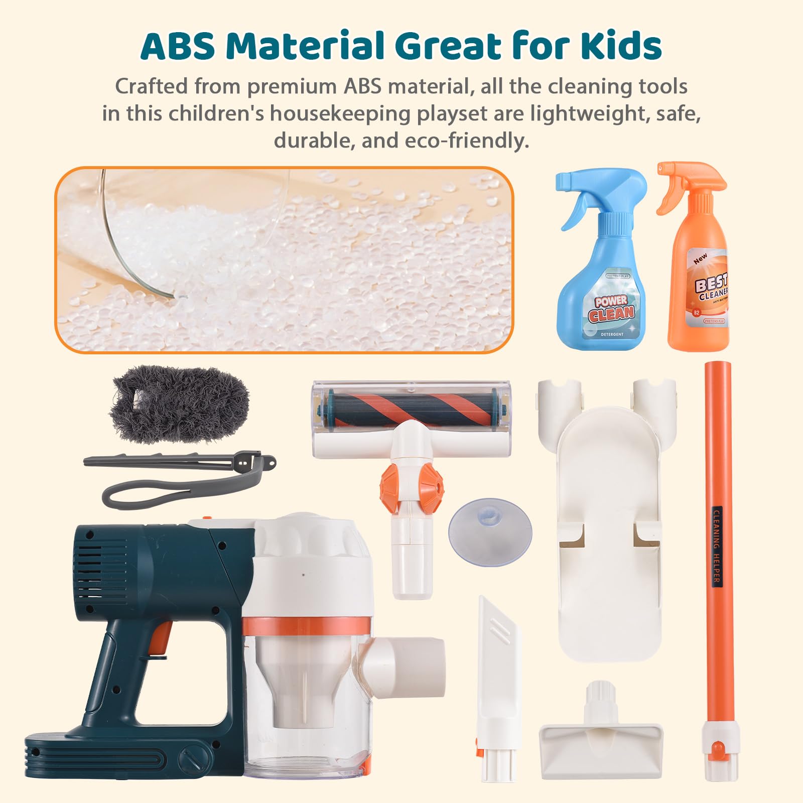 WW Aspirateur Jouet pour Tout-Petits et Enfants, Ensemble de Nettoyage, Jeu de ménage, aspirateur, Ensemble de Jouets de Nettoyage pour Enfants, garçons et Filles, avec Brosse