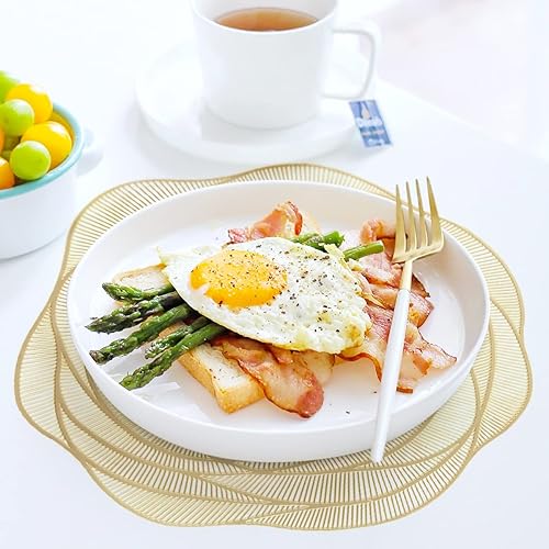 Miniatura 3 de Juego de 6 manteles individuales dorados de vinilo prensado con flores de rosas, manteles elegantes para mesa de cocina, mesa de cocina, decoración