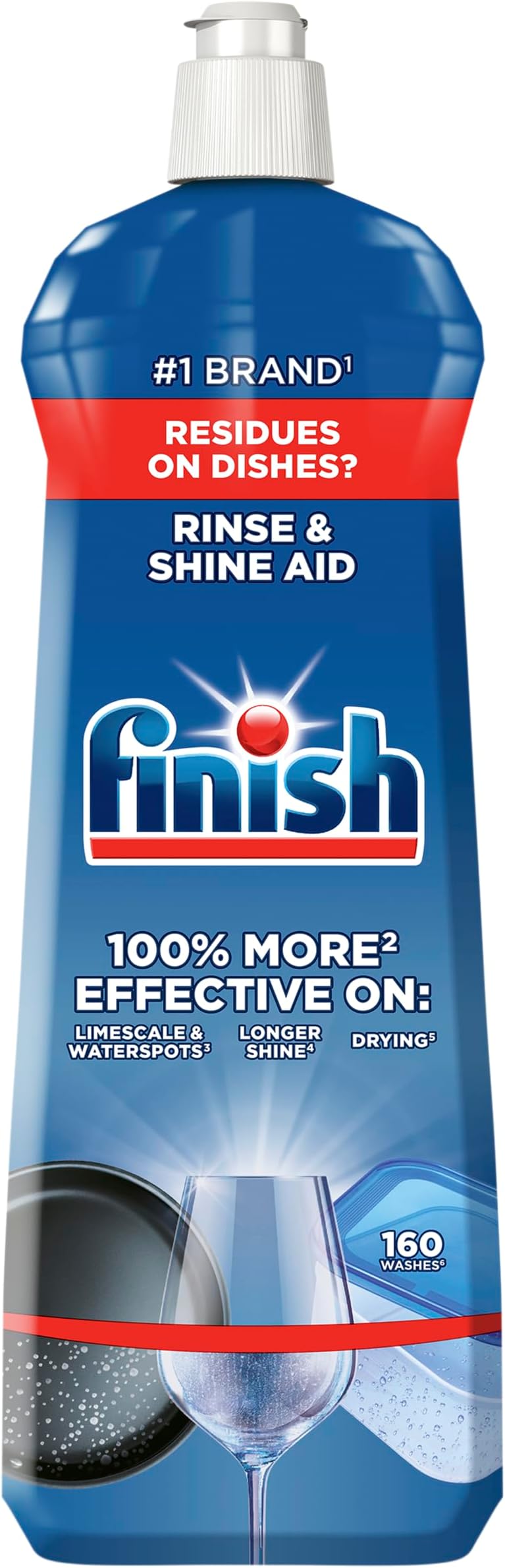 Dishwasher Rinse Aid, Fresh Rinse & Shine Cleaner, 800ml, Ultimate Clean & Diamond Shine, Glass Protection, Spot Prevention, Better Drying vs Finish Detergent Alone