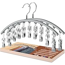 Volnamal Legging Organizer for Closet, Metal Yoga Pants Hanger w/Rubber Coated 2 Pack w/10 Clips Hold 20 Leggings, Hangers Space Saving Hanging Closet Organizer for Closet Organizers and Storage-Grey