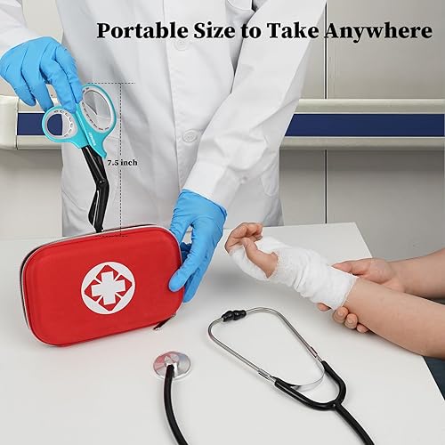 Miniatura 6 de Tijeras de trauma  Tijeras médicas vendaje para enfermeras, 7.5 pulgadas, cuchillas antiadherentes recubiertas de fluoruro, tijeras de enfermería,