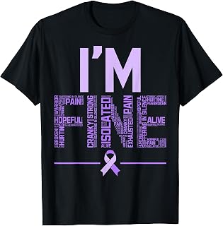 I'm Fine Fibromyalgia Warrior Fibro Awareness Purple Ribbon T-Shirt