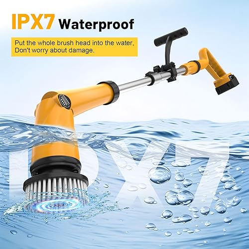 Miniatura 9 de Limpiador eléctrico giratorio de 1500 RPM alimentado por batería, limpiador de ducha eléctrico para bañopisobañerainodoroazulejos, cepillo de