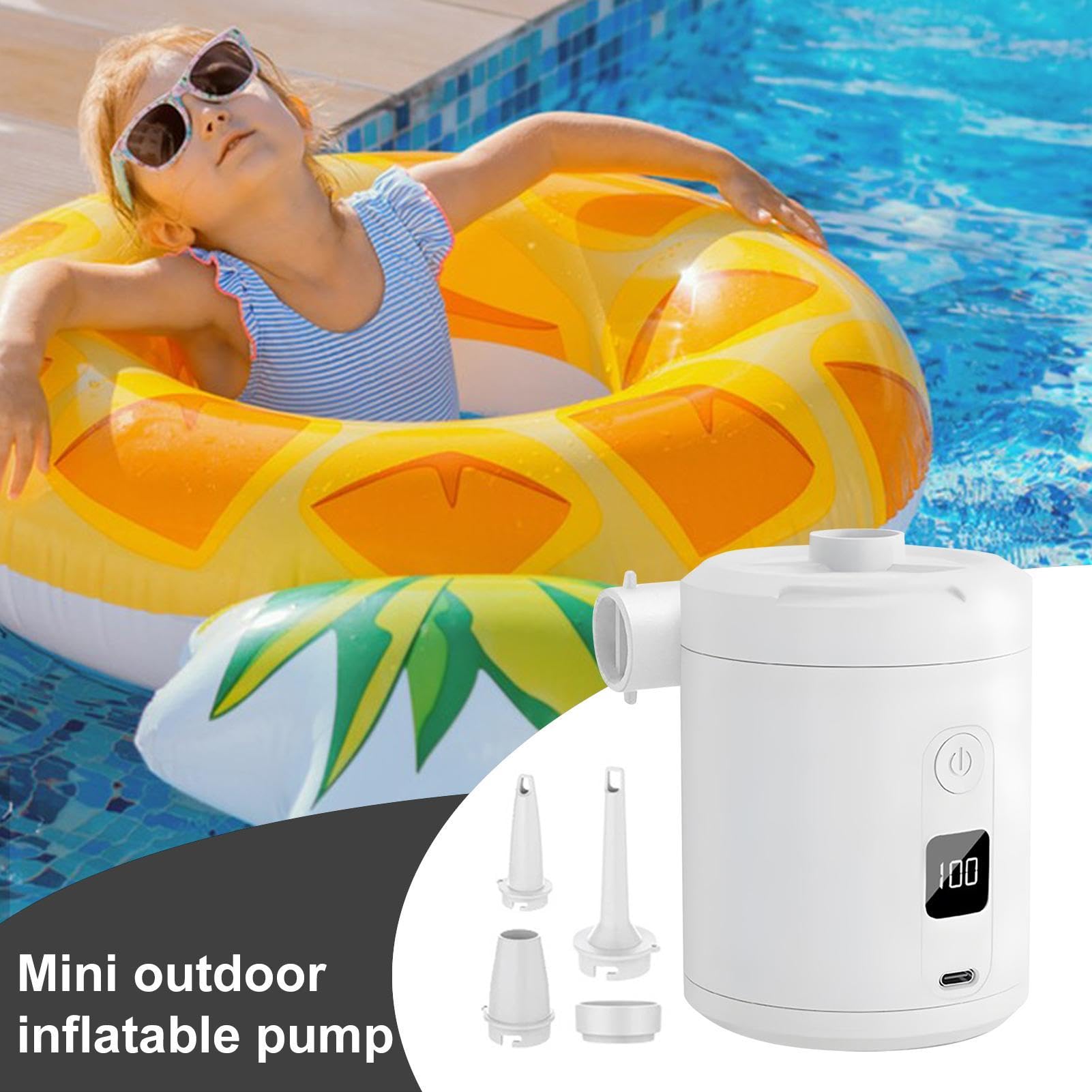 Pompe Portable pour Gonflables Appareil rechargeable de gonflage et | Pompe Gonflable sans Fil Pour le camping en extérieur, voyages, vacances, bouées de piscine, flotteurs et