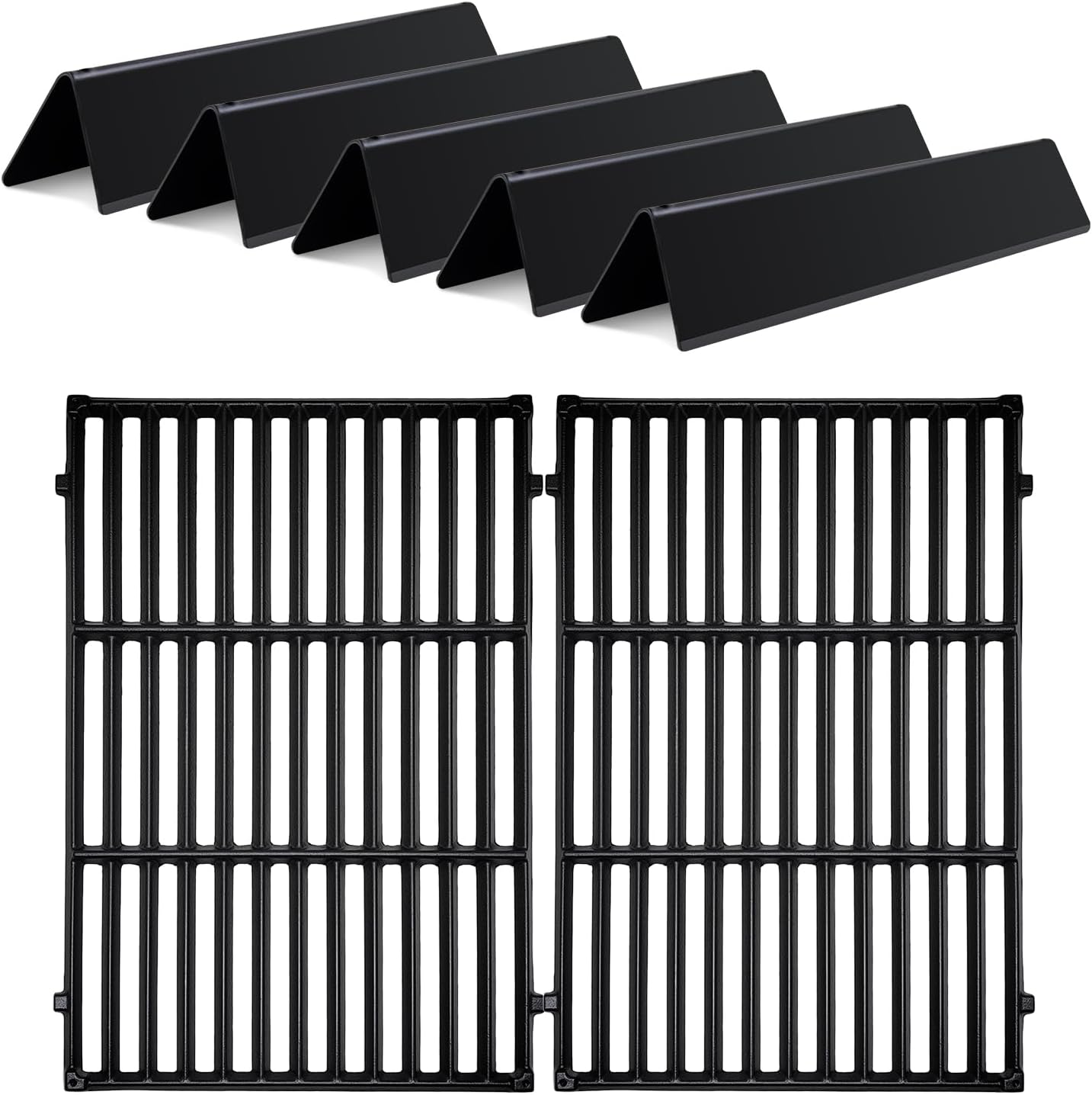 5PACK 7636 Porcelain Steel Flavorizer Bars with 2PACK 7638 Grill Iron Cooking Grates for Weber Spirit 300 and GS4 Spirit II 300 Series E310 E320 E330 S310 S320 S330 Grill Part 69797 68843