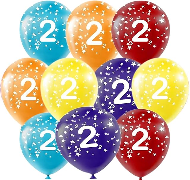 AGE 1,2,3,4,5,6,7,8,9 &10 Happy Birthday Balloons Girl/Boy Size 11 Inch (Age 2, Pack of 30)